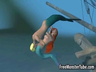 3d ít mermaid bé được fucked lược cứng dưới nước